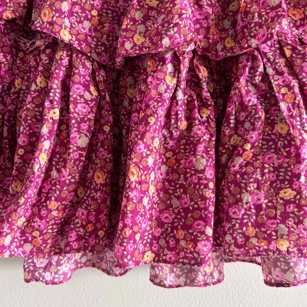 LoveShackFancy Ruffle Mini Skirt | Cherry Wine | Size Small